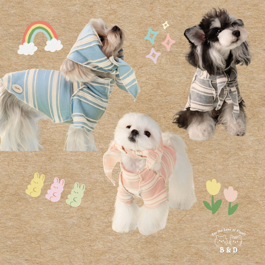 春光灑在條紋上|寵物衣 狗狗衣服 貓咪衣服 頭巾套裝 寵物服飾 寵物夏季衣服