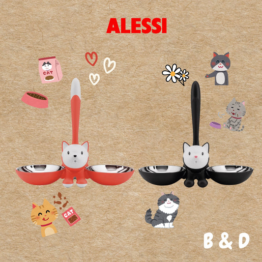 飯水奉上，中間坐貓｜義大利 ALESSI 貓貓造型寵物碗 貓糧碗 寵物碗 貓碗 不鏽鋼