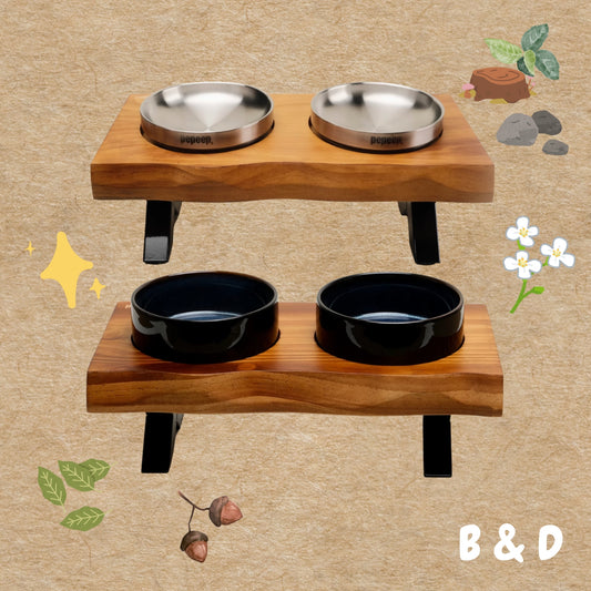 Löv Set 食間木｜ 護頸寵物碗 寵物飼料碗 高腳碗 防打翻 貓碗 狗碗