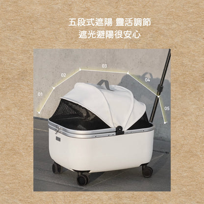 滑進捷運，它還在補眠｜寵物推車 輕量型推車 貓推車 狗推車  寵物出行車 寵物拖車