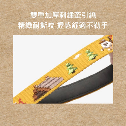 麥塊小狗拯救世界｜韓國設計師款 寵物項圈 寵物項圈牽繩套組 織帶項圈 狗狗項圈 刻字項圈 項圈牽繩